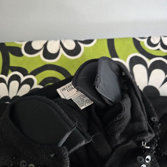 Regency collection for Joyce VTG Medium black sequin button up cardigan sweater - Picture 6 of 8